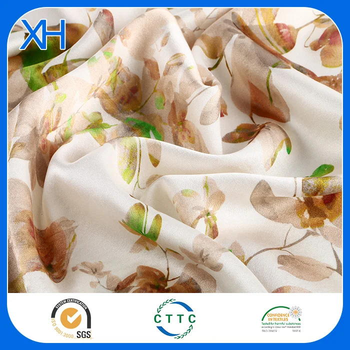 
2019 Hot Sale Washed Silk Fabric Pure Printing Satin Wholesale with Low Minimum by Xinhe Textiles 