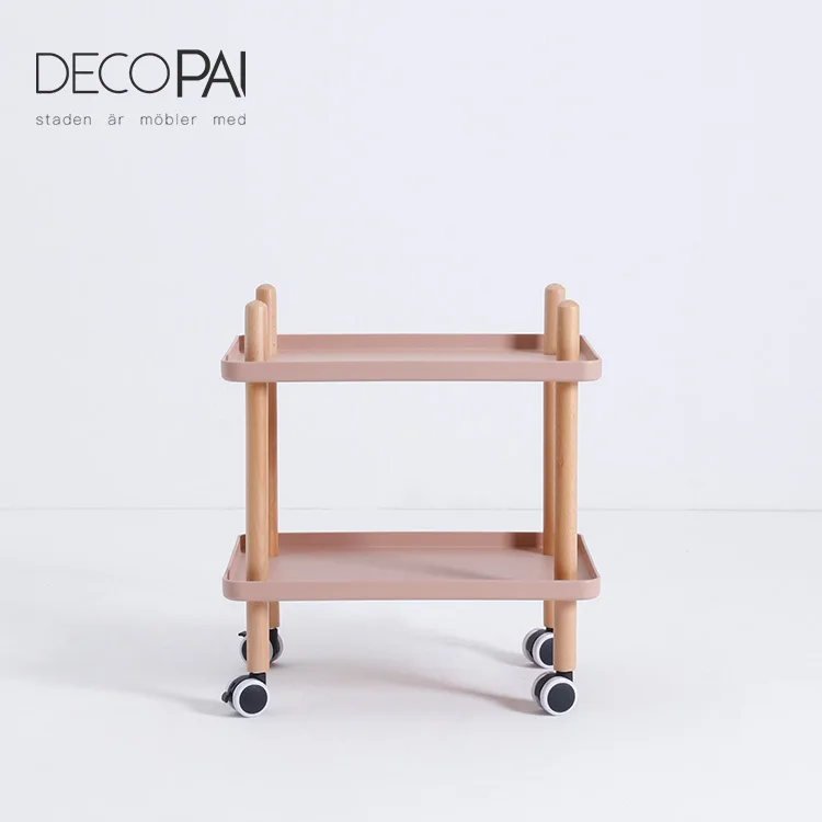 2 tray modern design rolling serving cart block table small coffee tea table