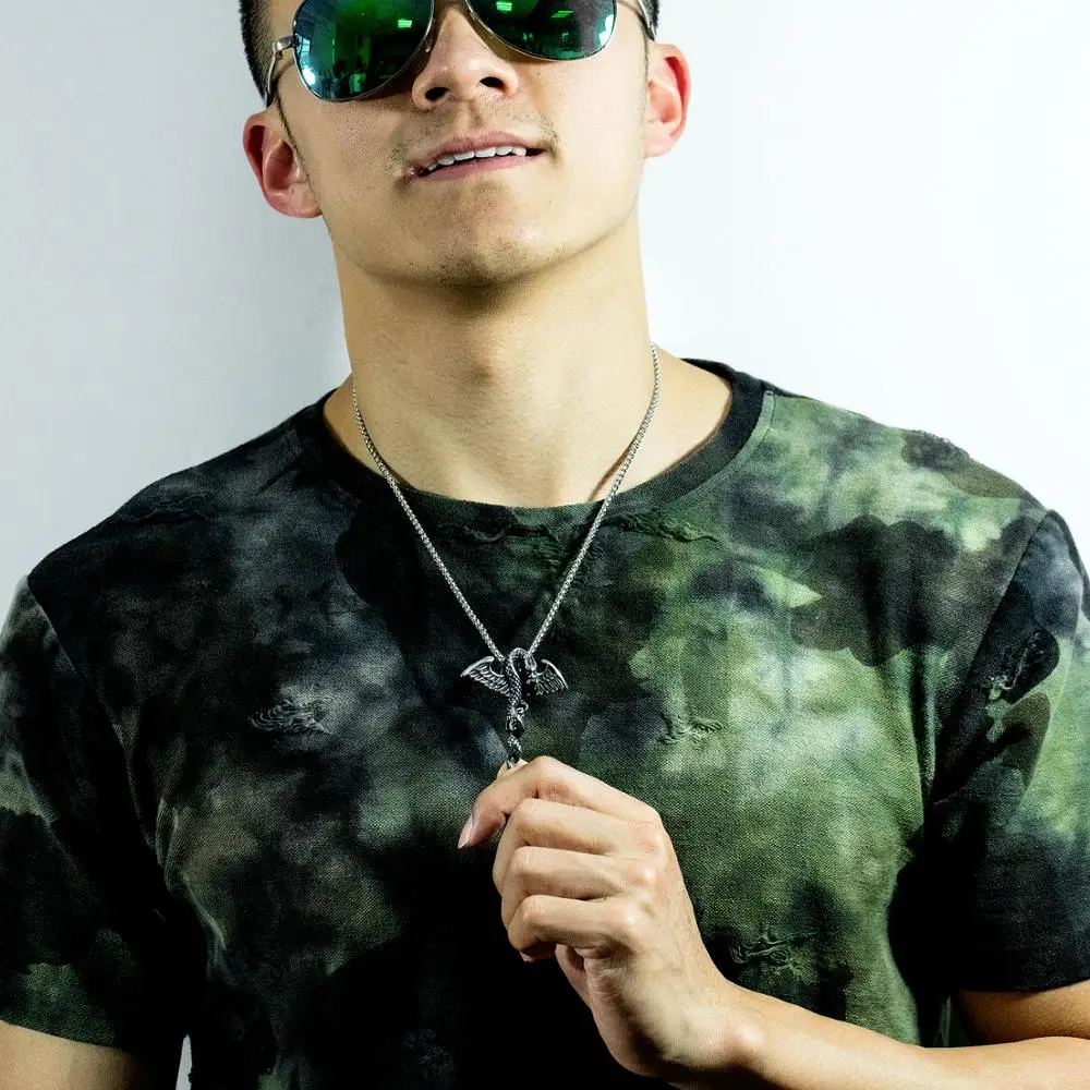 High polish gold necklace men steel dragon necklace pendant