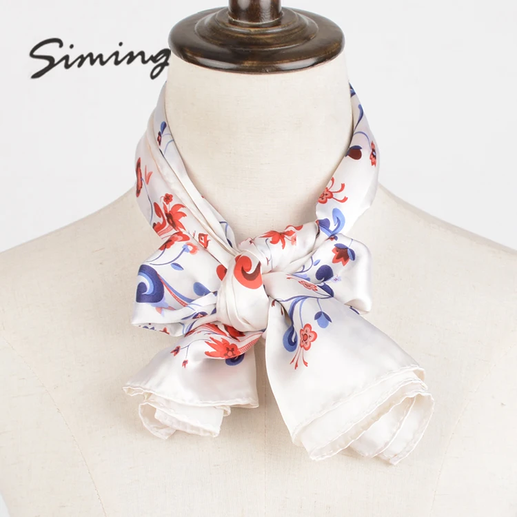 Китайская фабрика, недорогие модные европейские женские летние шелковые шарфы с цветочным принтом на заказ