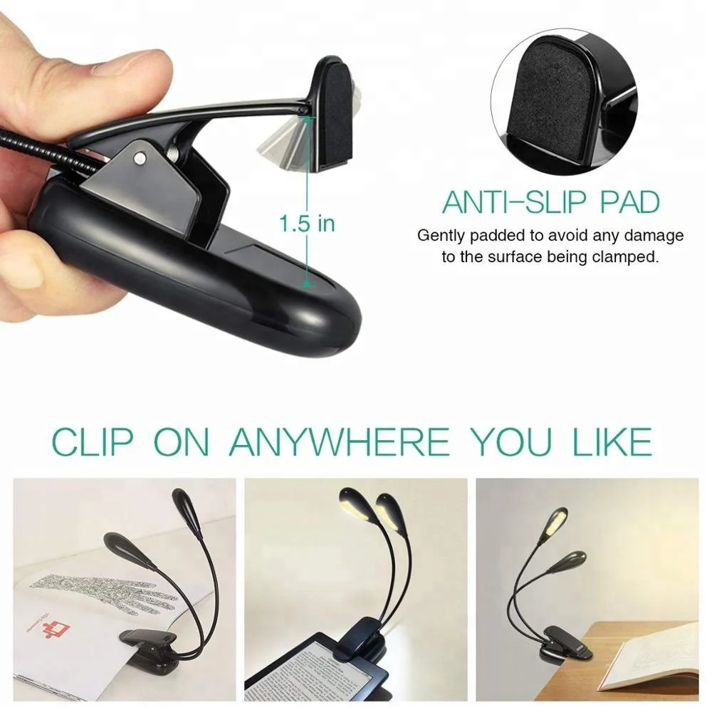 
Clip on Rechargeable LED Book Light Reading Light with Eye Protection 3 Level Brightness USB lamp 