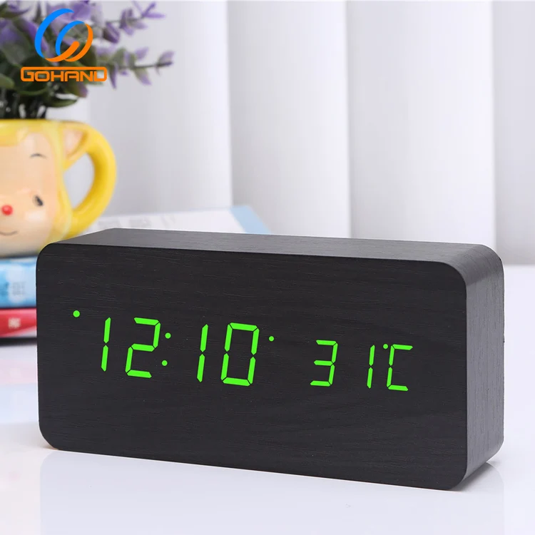 Multifunctional Digital Desktop Wooden LED Clock with Wooden Table Clock