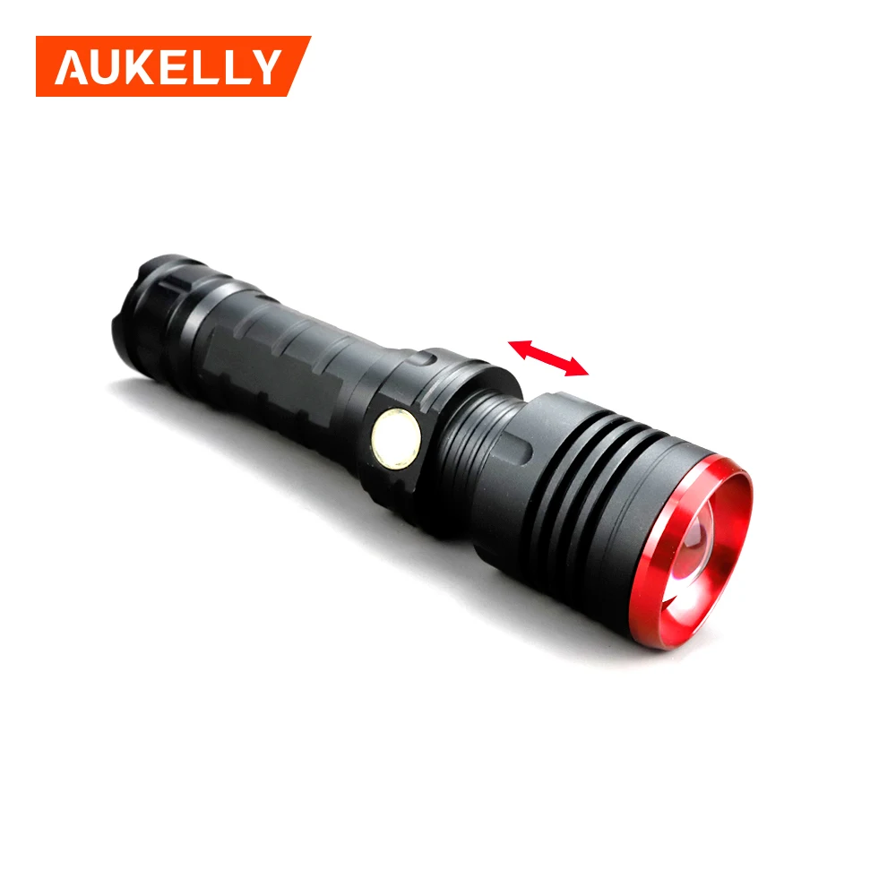 Светодиодный тактический фонарик Aukelly Zoomable t6 перезаряжаемый водонепроницаемый 18650 лм сделано в Японии