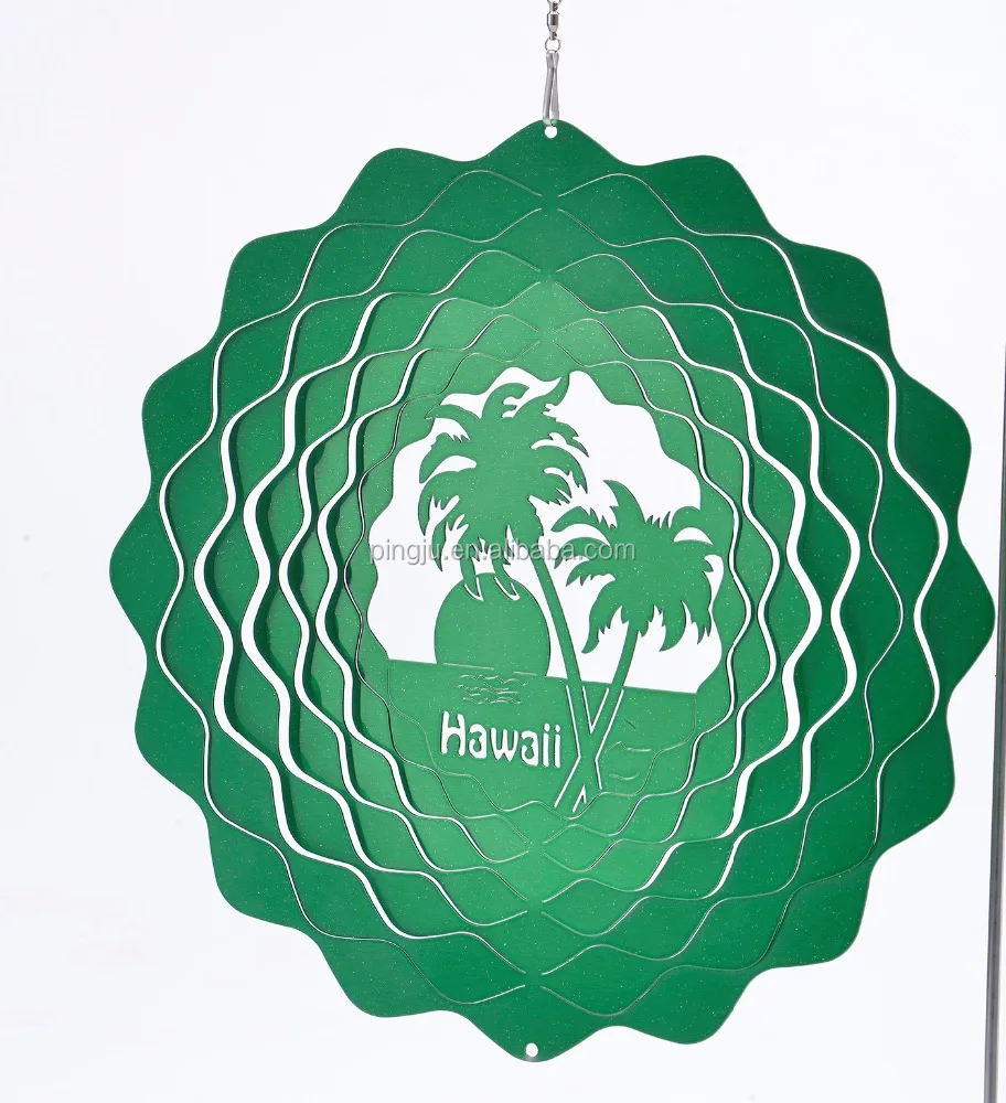 Classical stainless steel 3d wind spinner- Palmtree laser cut wind spinner