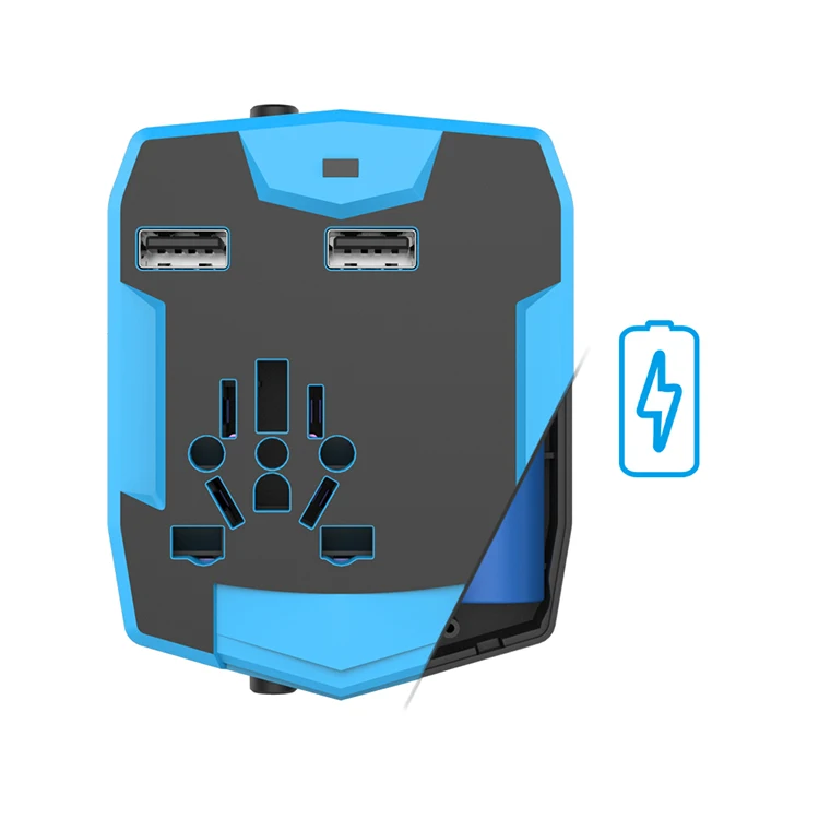 World travel adapter with power bank 3000mah with dual USB outport