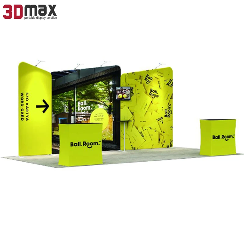 advertising foldable expo exhibition tension fabric photo backdrop booth design 3mx3m frame