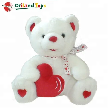 plush valentine white teddy bear with red heart stuffed plush toys