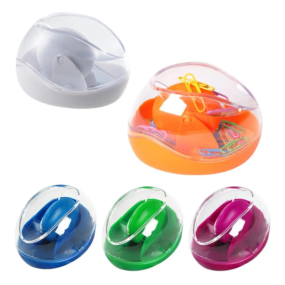 
Daily colorful base clear transparent plastic oval magnetic round roller ball documents stationery notepaper office clip case 