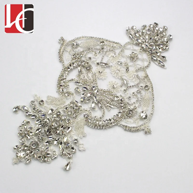 HC-6004 Hechun New design manufacture bridal dress applique crystal