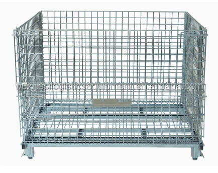 mesh box logistics storage cage with castor,net pallet with castor
