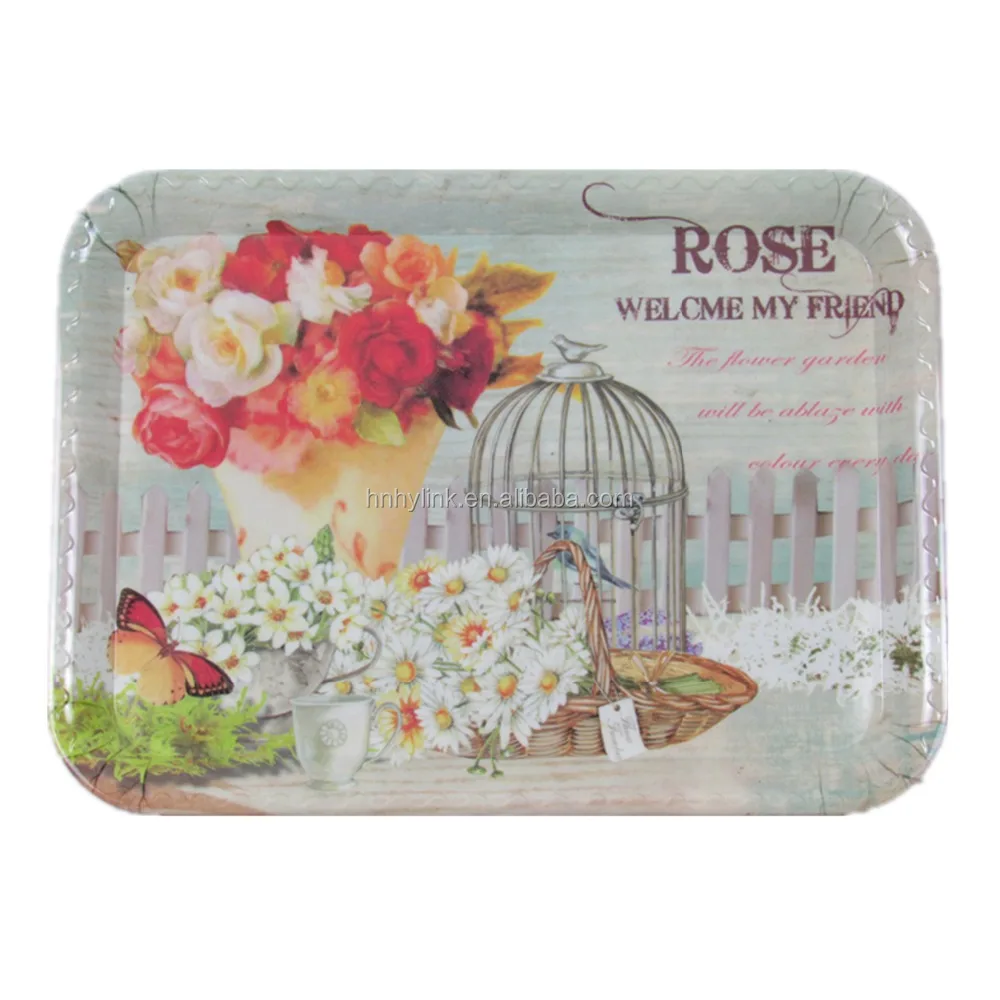 2022 Cheap Customized Rectangle Melamine Pizza Tray Picnic Tray Cake Serving Tray