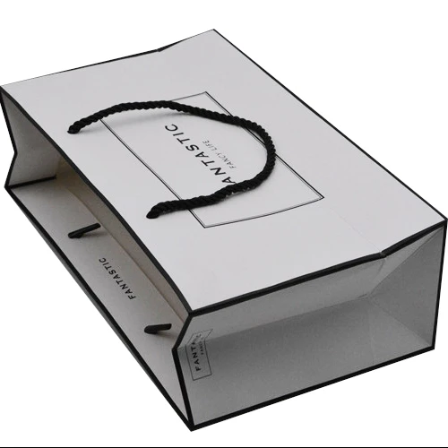 High Quality Custom logo Fashion Shopping Paper Jewelry Gift Packaging Bag Laminated Art White With