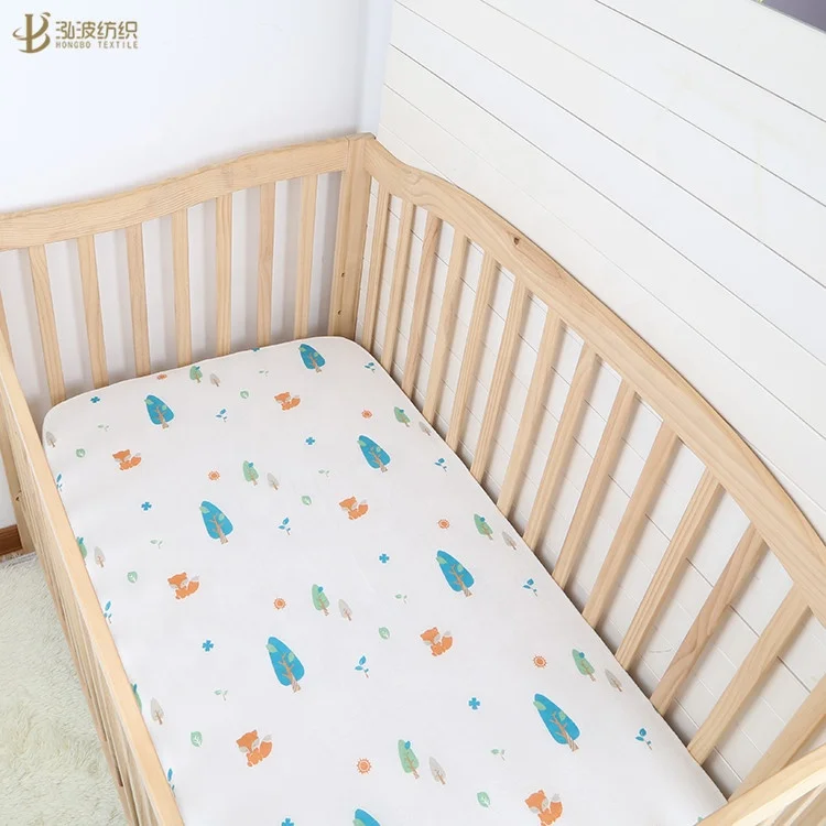 custom organic bamboo cotton muslin material baby crib cot fitted sheet 120cm