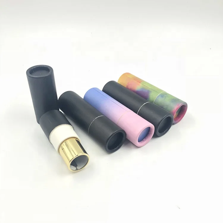 Environmental protection black empty kraft paper lipstick tube /kraft lipgloss container / round lip balm paper tube