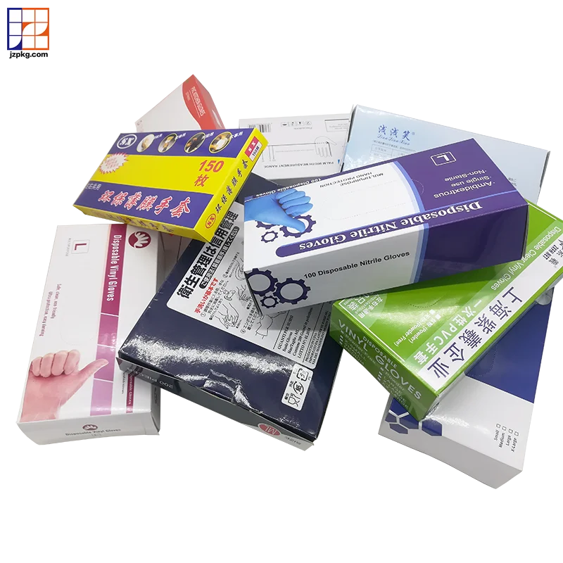 Packaging boxes for disposable gloves with diecut hole on top