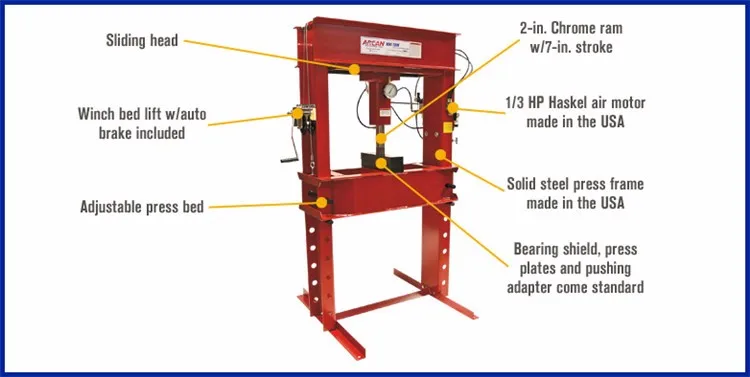 Double Pump 50 Ton Hydraulic Shop Press  Machine With Gauge
