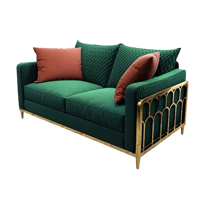 
Living Room Luxury Fashion Foshan Italian Bespoke Modern Velvet Fabric Chromed Legs Hotel 3 2 1 Sofa Set 