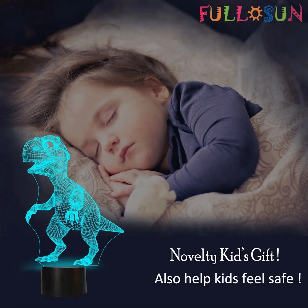 customize 3d illusion lamp FS-3197 led lamp 3d dino shaped light