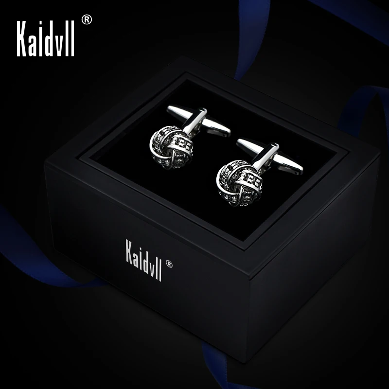 Shirt Gold Cufflinks Black Silver Tone Unique Business Wedding Silver Knot Cufflinks for Men
