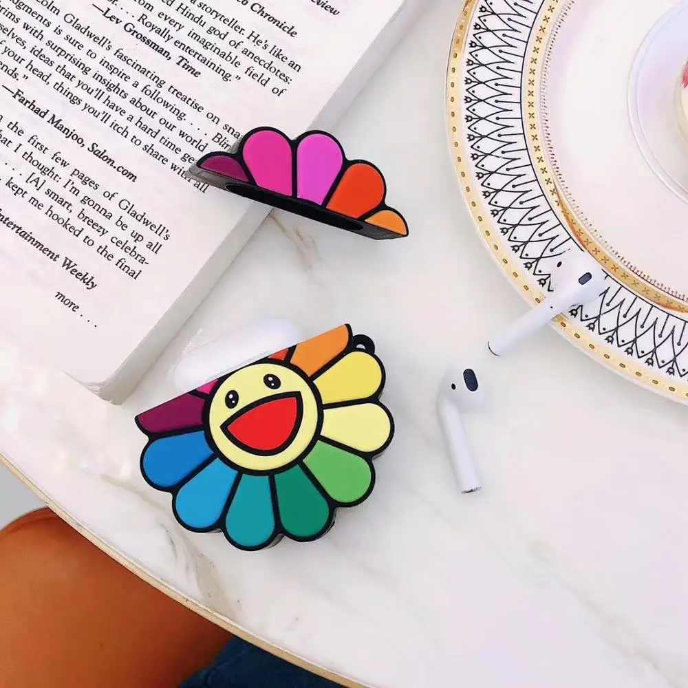  Силиконовый резиновый чехол с цветочным рисунком для наушников Apple Iphone Airpods