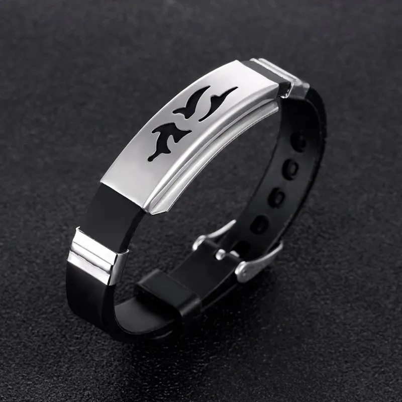 YK Men Adjustable Silicon Bracelet Hot Sales Stainless Steel Metal Watch Buckle Bracelet