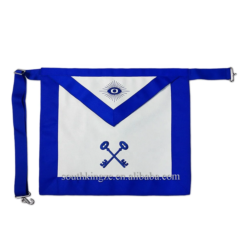 
Custom Embroidered Masonic Regalia Blue Lodge Officers Leather Apron 15 Set Master Deacon Senior Warden 