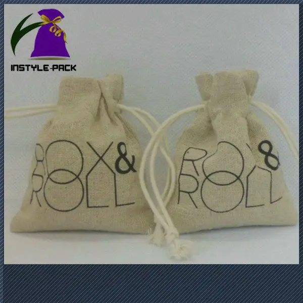 Superior Quality Logo Printed Recyclable cotton drawstring bag small drawstring pouch bags