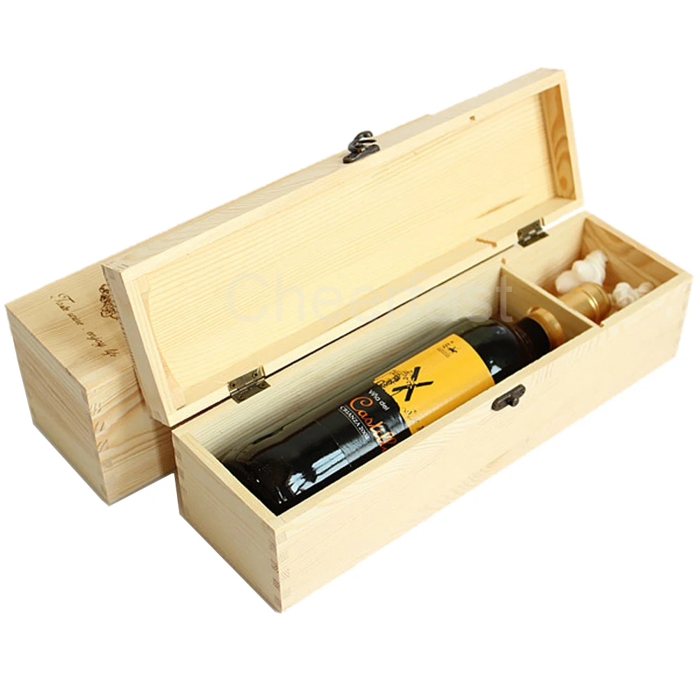 Private Label Acceptable 4pcs Accessories Pine Wood Wine Box Single