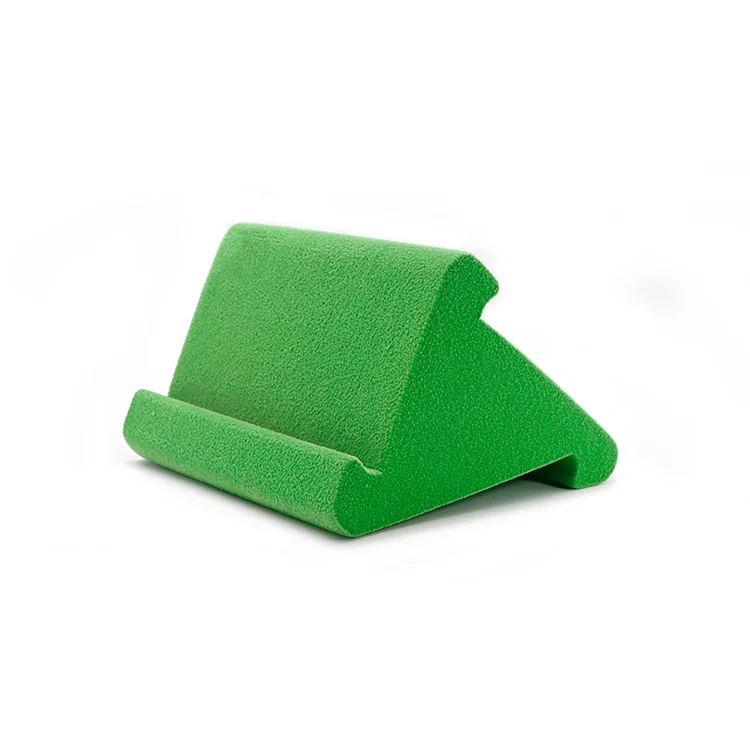 Triangle Flocked mobile phone Pillow Holder Stand Green Stylish sponge Wedge Pillow Angled Cushion for PC Tablet mobile phone