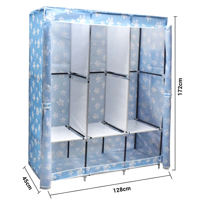 Children Huge size with side pockets non-woven fabric portable bedroom wardrobe colour