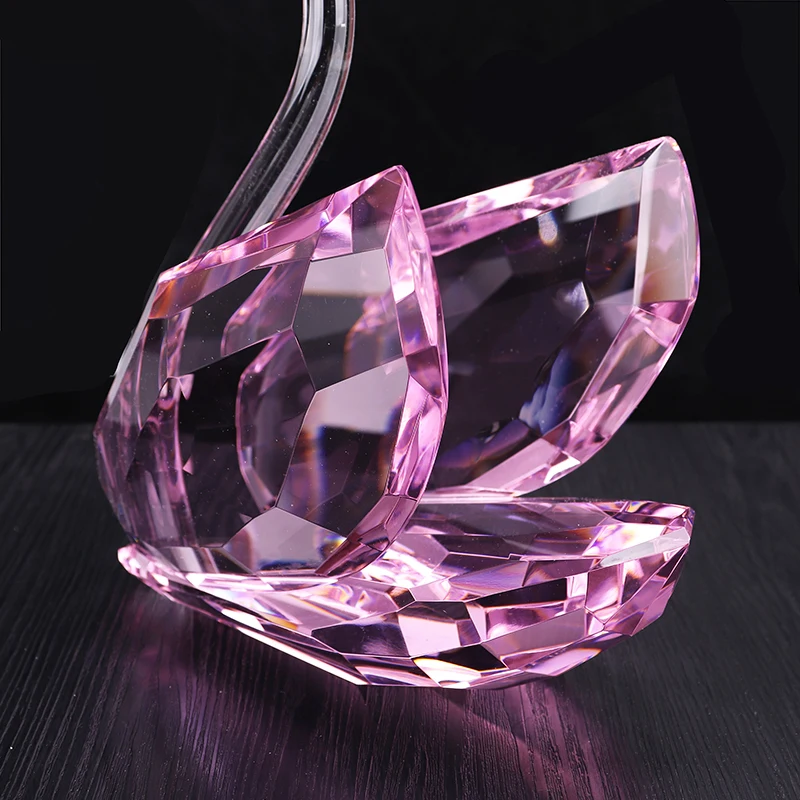 2021 new design super size pink crystal swan for wedding decoration