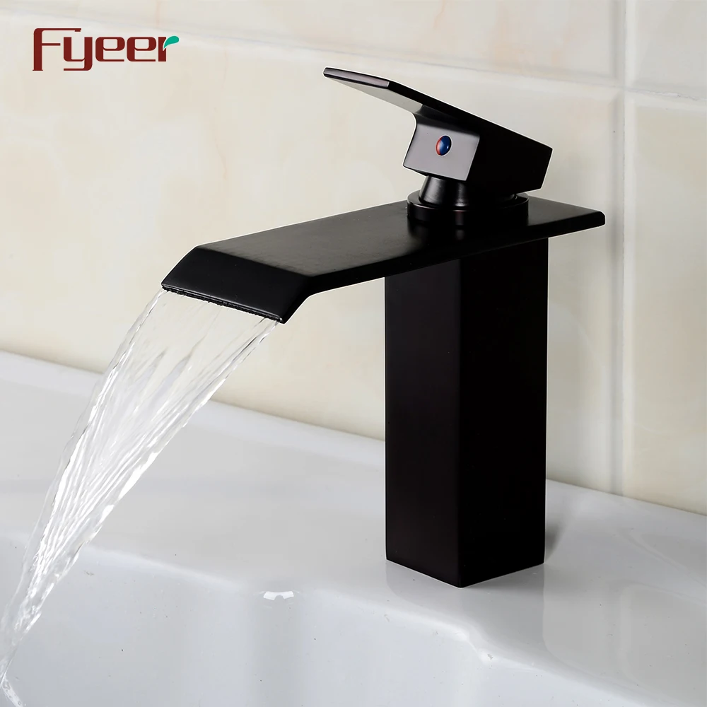 Fyeer Oil Rubbed Black Waterfall Basin Faucet