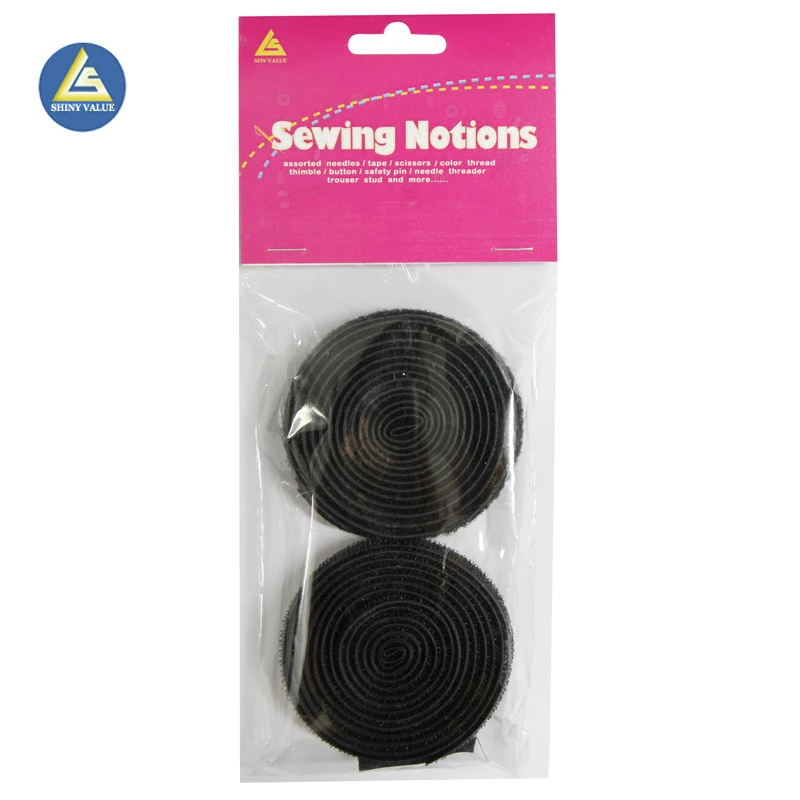 20cm length black 70% polyester fancy hook&loop fastener stick-on