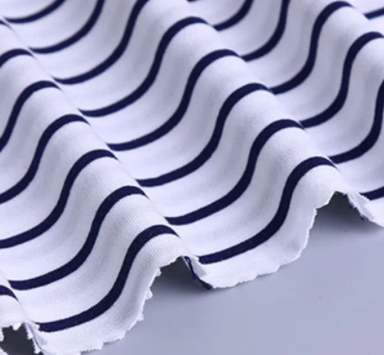 Factory supplier 100%cotton yarn dyed knitted single jersey stripe fabric for shirt