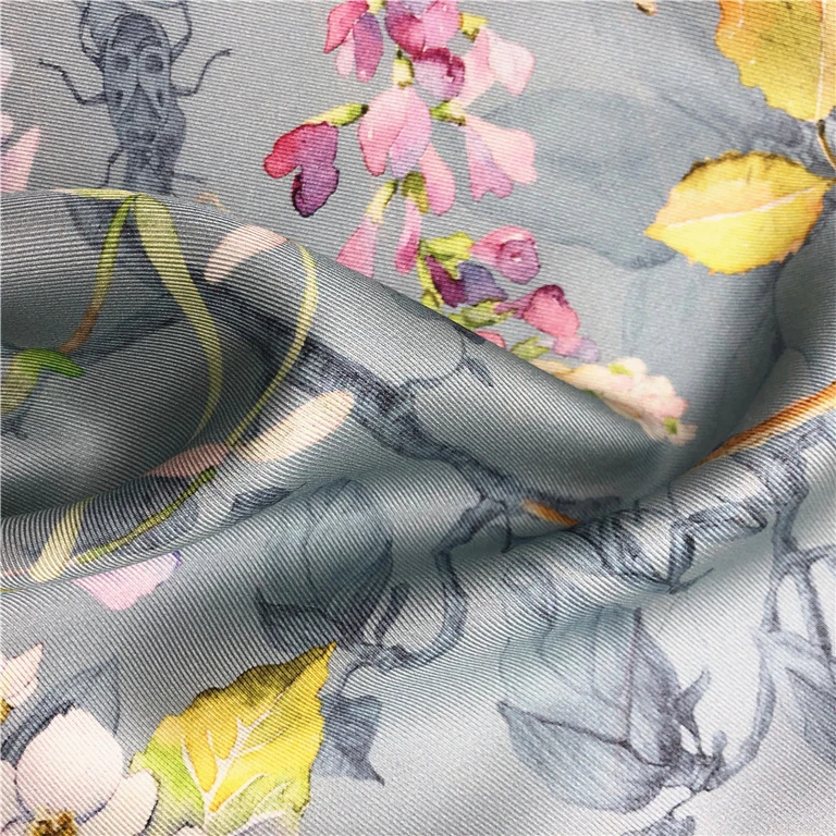 
Own Design Fashion Digital Printing Shantung Matte Satin Burnout Silk Fabric 