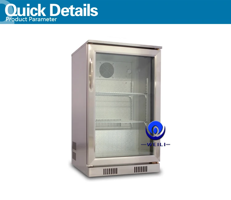 WEILI wholesale custom 138L single glass door beer fridge back bar mini refrigerator equipment