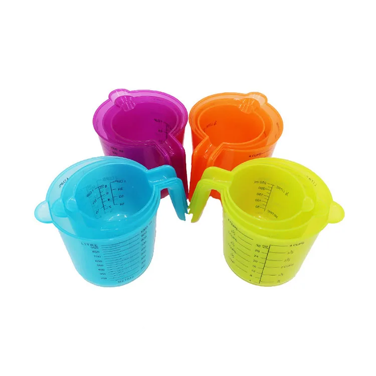 2021 Amazon Hot Sale New Product Plastic Baking Gadget Measuring Cups 3 Set Double Scale Cup Measuring Spoon Kitchen Tool