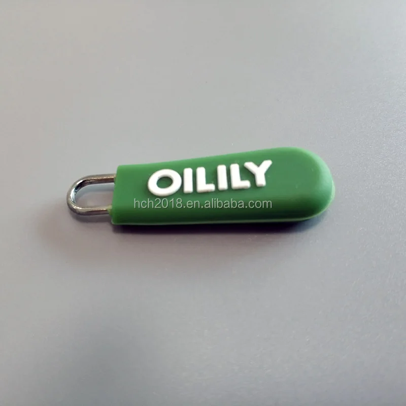 Embossed logo charms metal zipper pull head