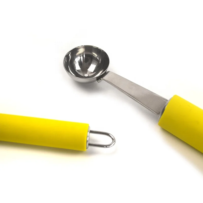 Hot Sale Metal Fruit Melon Baller Scoop Stainless Steel Ice Cream Scoop Spoon with Plastic Handle