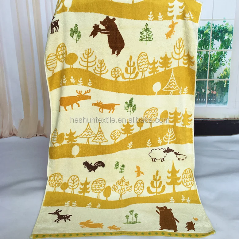OEM logo 100% cotton yarn dyed jacquard terry beach bath towel
