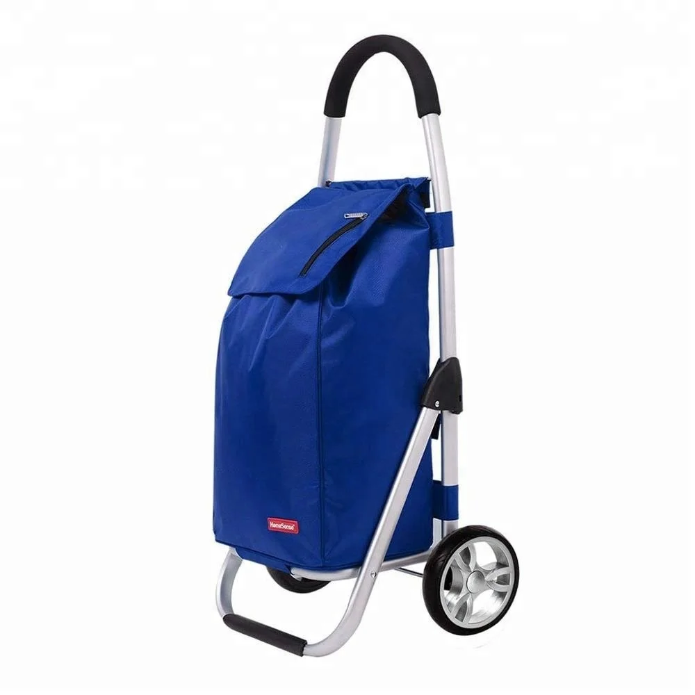 Wholesale vegetable trolley shopping bag, customized shopping trolley bag with 2 wheels