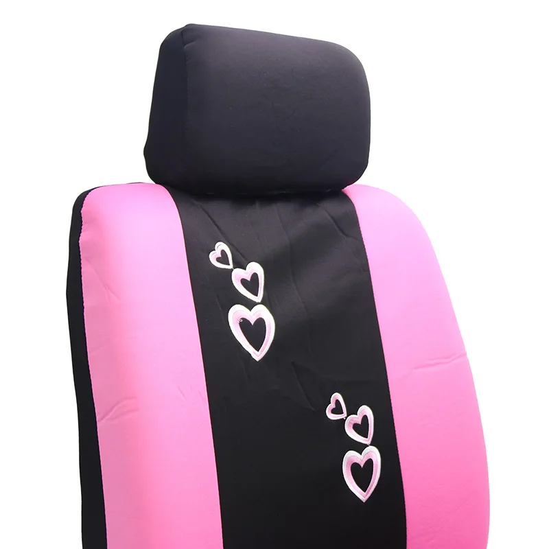 AUTO HIGH Car Seat Covers Full Set Breathable Mesh Cloth Automotive Front and Back Seat Protect Covers Pink
