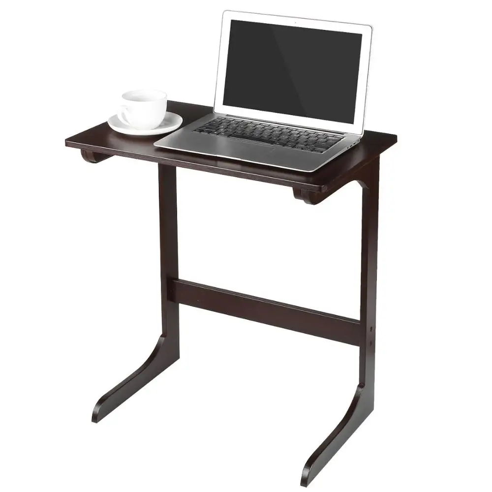 Bamboo Snack Table Sofa Couch Coffee End Table Bed Side Table Laptop Desk Modern Furniture for Home Office, Retro Color