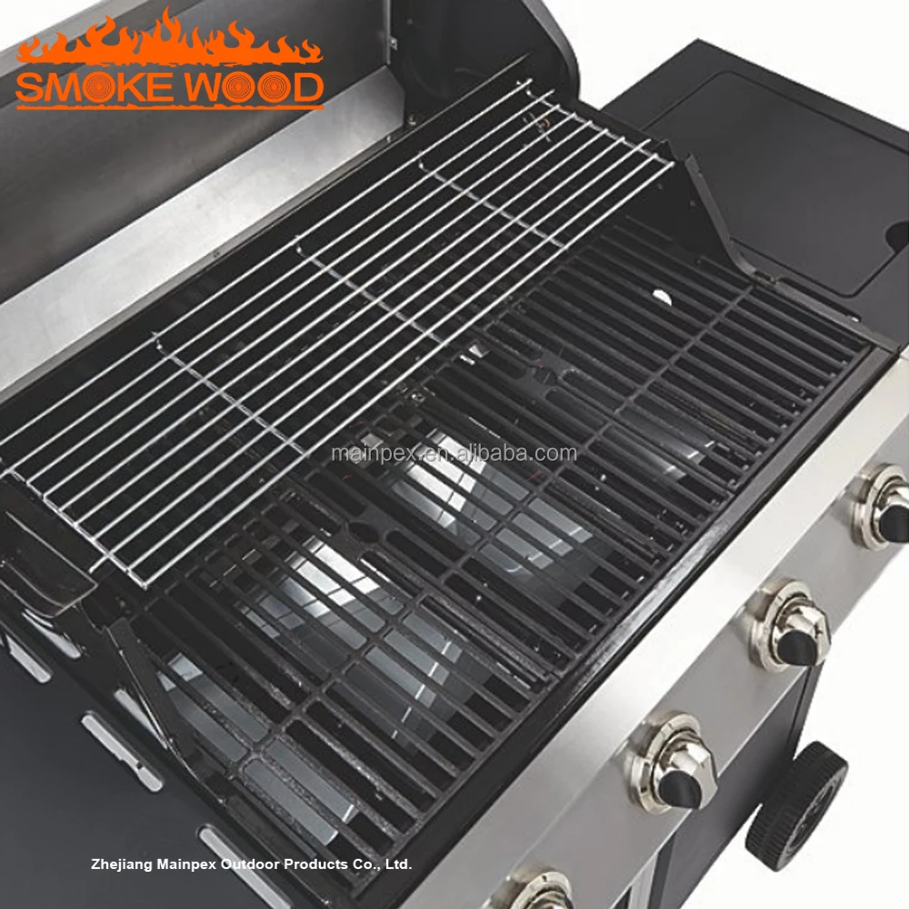 High Quality Heavy Duty 4 Burner Gas BBQ Grill Flame Portable Gas Bbq Grill Safety Door Design with Indoor Steel PROPANE