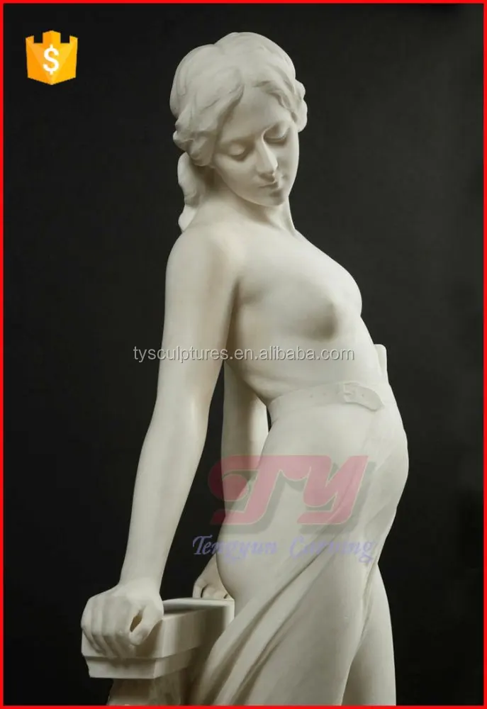 Western stone figure statue modern human nude woman girl marble sculpture
