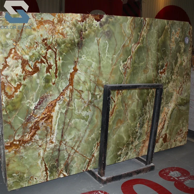 Polished Amber dark green onyx stone price countertops