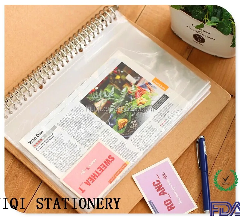 2024  hot selling  Office stationery 11 holes Transparent Clear Sheet protector Loose Leaf file pockets for office