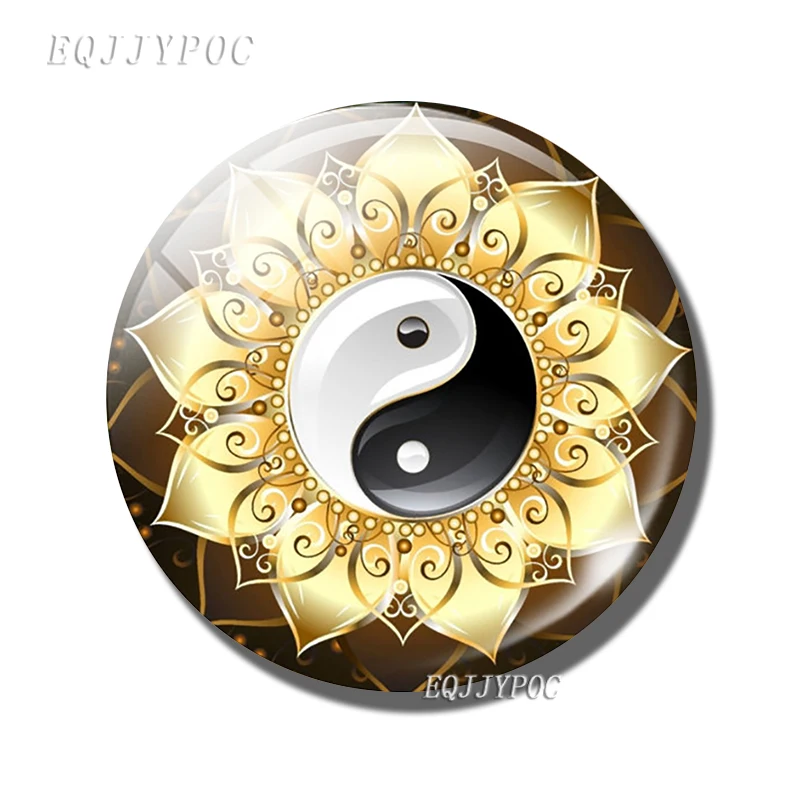 
Art Tai Chi Glass Cabochon Fridge Magnet Yin Yang refrigerator magnets Religious Yoga Refrigerator decoration sticker Home Decor 