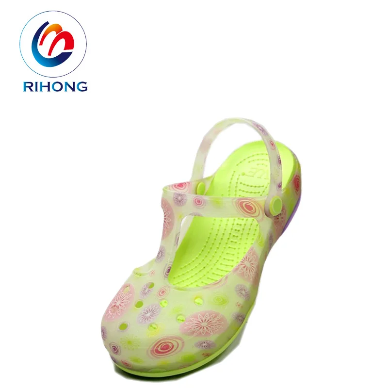 2019 new arrival fashionable wedge women pvc clear plastic clogs shoes