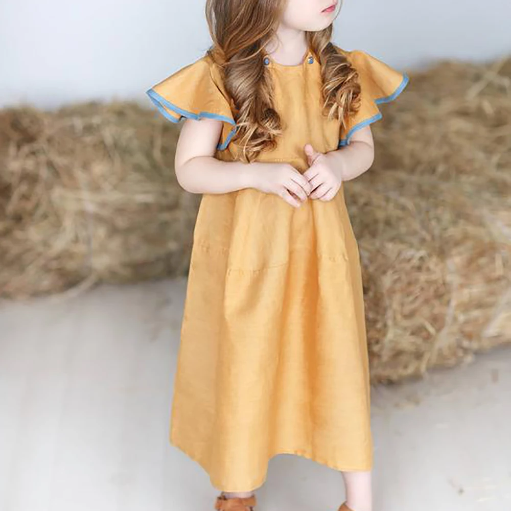 
World best selling products kids toddler linen baby clothing dress with best service and low price girl dress 